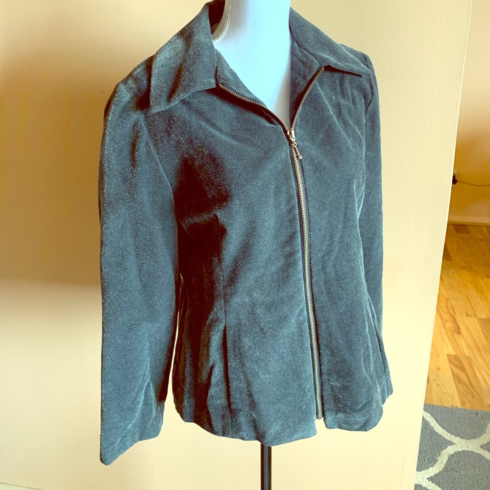 Silver suede jacket.